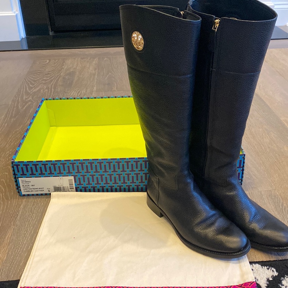 Excellent condition tall Tory Burch black riding boots size 9
